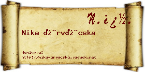 Nika Árvácska névjegykártya